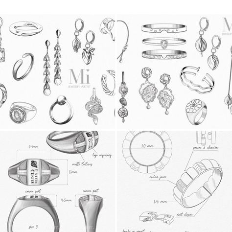 Hi! I will create for you and your brand beautiful and delicate jewelry designs with technical notes for a jeweler or/and draw artistic illustrations of finished products for your website, online store, social networks or printed products. I offer different options for drawings and styles: pencil sketch, watercolor, realism. Together with you, we will find the perfect way to present your jewelry. All prices are for 1 sketch! The price depends on the complexity and detail of the jewelry, on the Jewelry Sketch Design, Jewelry Design Portfolio, Watercolor Realism, Jewelry Sketches, Jewelry Sketch, Sketch Watercolor, Jewellery Design Sketches, Jewelry Illustration, Jewelry Drawing