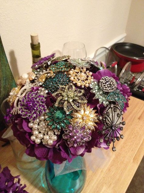 Mardi Gras Brooch bouquet is almost finished! Bead Bouquet, Mardi Gras Wedding, Beaded Bouquet, Mardi Gras Beads, Brooch Bouquet, Bouquet Ideas, New Orleans Louisiana, Wedding Dreams, Wedding Things