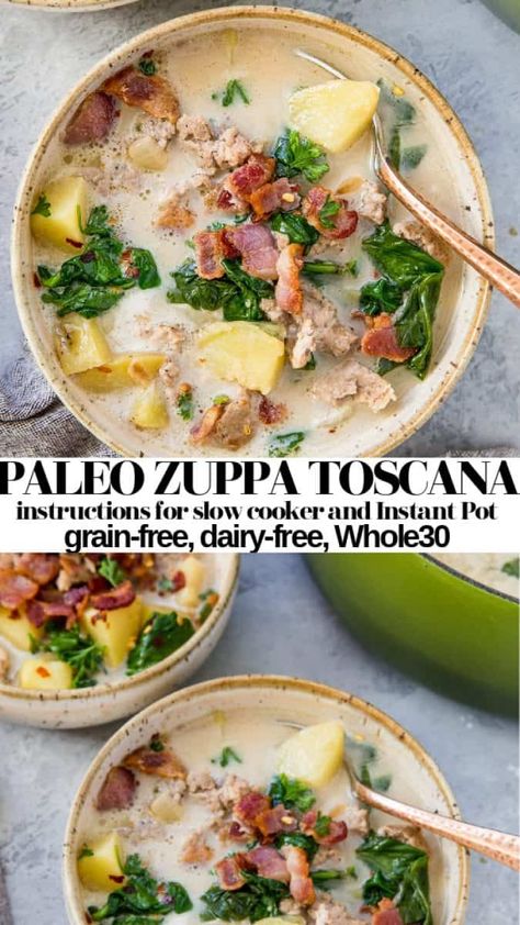 Healthy Zuppa Toscana, Pork Soup Recipes, Bacon Kale, Easy Healthy Soup, Easy Soup Recipes Healthy, Healthy Soup Recipe, Turkey Italian Sausage, Italian Soup Recipes, Sausage Soup Recipes