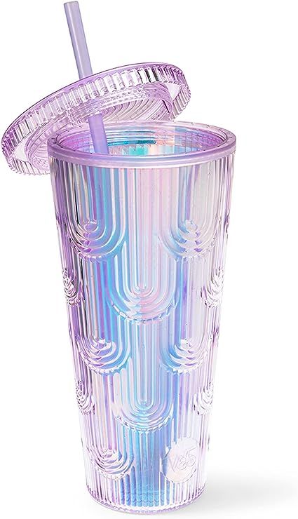 Amazon.com | WEST & FIFTH Mermaid Scale Tumbler with Lid & Straw- Fashion, Trendy, Holographic & Iridescent Water Bottle- BPA Free Plastic Cold Cup- 24 Ounces (Lilac, Holographic): Tumblers & Water Glasses Pink Purple Ombre, Holographic Iridescent, Glitter Cups, Plastic Tumblers, Mermaid Scales, Purple Ombre, Water Glasses, Cold Cup, Tumbler With Straw