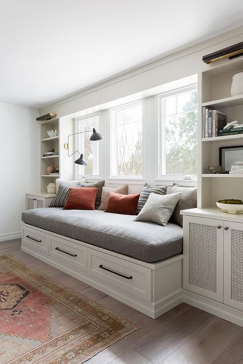 Built In Daybed, Built In Window Seat, Window Seat Design, Daybed Design, Office Built Ins, Picture Lights, Dog Rooms, Furniture Patio, Window Seat