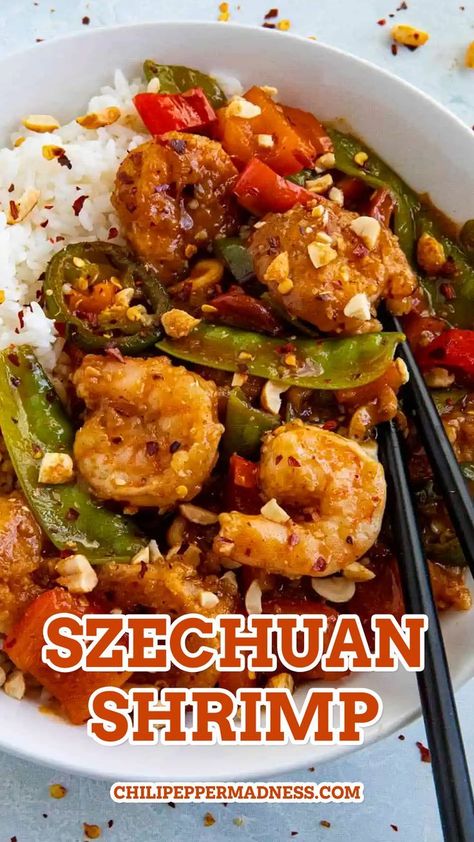 Szechuan Shrimp, Szechuan Sauce, Szechuan Recipes, Spicy Chicken Recipes, Shrimp And Vegetables, Crispy Shrimp, Shrimp Recipes For Dinner, Spicy Salmon, Healthiest Seafood