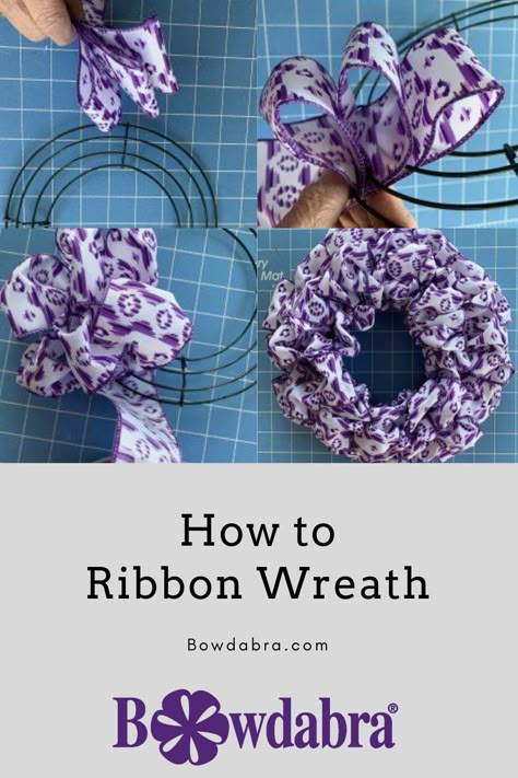 Easy Ribbon Wreath, Making Ribbon Wreaths, Diy Wreaths For Front Door, Make A Ribbon Wreath, Ribbon Wreath Tutorial, Ribbon Wreath Diy, Christmas Wreath Diy, Diy Wreath Bow, Ribbon Wreaths