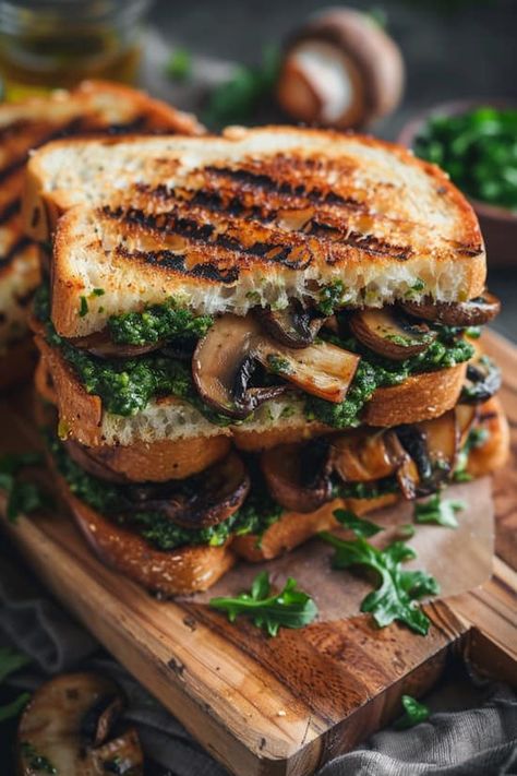 Discover the delicious Vegan Mushroom Pesto Sandwich recipe packed with sautéed mushrooms, creamy avocado, fresh veggies, and vegan pesto. Pesto Sandwich Recipe, Mushroom Pesto, Mushroom Recipes Vegan, Mushroom Sandwich, Pesto Sandwich, Sautéed Mushrooms, Vegan Mushroom, Vegan Roast, Vegan Pesto