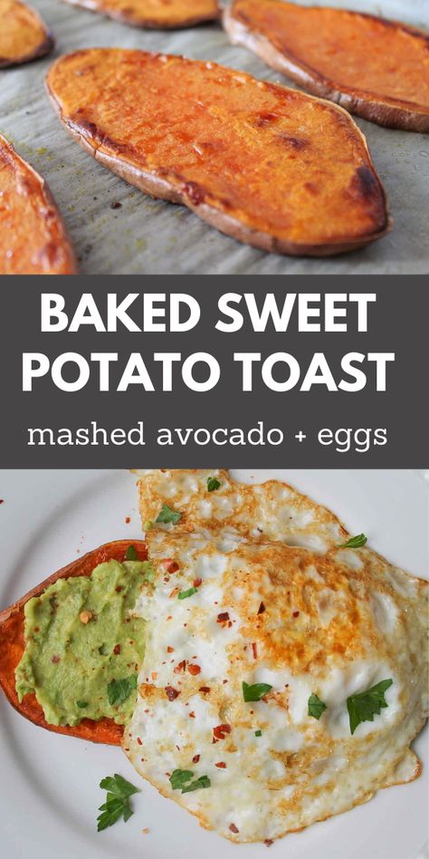 Whole 30 Avocado Toast, Whole 30 Sweet Potato Toast, Sweet Potato Toast Breakfast, Low Carb Sweet Potato Recipes Healthy, Baked Sweet Potato Toppings Healthy, Sweet Potato Toast Recipes, Low Carb Avocado Toast, Sweet Potato And Avocado Recipes, Sweet Potato And Eggs Breakfast