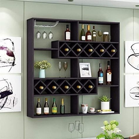 Bar Unit For Home, Barn Bar, Home Wine Bar, Home Bar Counter, Bar Deco, Mounted Wine Rack, Wine Rack Design, Bar Counter Design, Home Bar Rooms