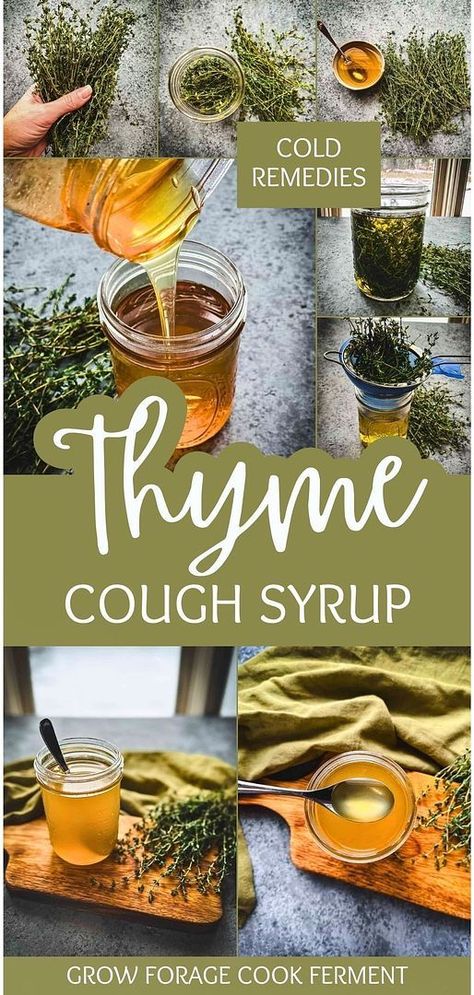 Thyme Cough Syrup Recipe: Herbal Remedies Recipes Homemade Herbal Tinctures, Make Your Own Tincture, How To Make Medicinal Tinctures, How To Use Herbal Tinctures, Cough Syrup For Kids, Baby Cold Remedies, Natural Cold Sore Remedy, Making Tinctures Herbal Medicine, Cough Syrup Recipe