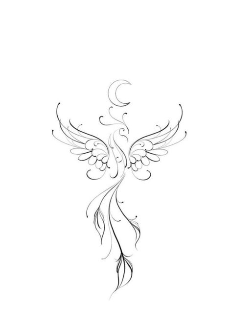 Phoenix Floral Tattoo Feminine, Line Phoenix Tattoo, Minimalist Phoenix Tattoo, Phoenix Line Art, Small Flower Tattoos For Women, Free Spirit Tattoo, Fenix Tattoo, Small Phoenix Tattoos, Small Flower Tattoos