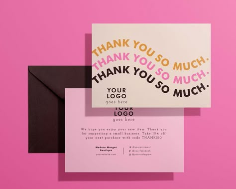 Logo Purple, Thank You Template, Graphisches Design, Thank You Card Design, Packaging Template, Small Business Packaging Ideas, Add Pictures, Printable Thank You Cards, Business Thank You Cards