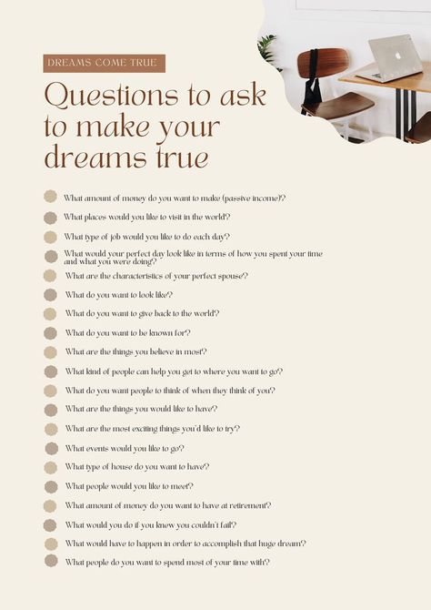 These questions help you do dream about life and set your goals. They are first step to think through when you start making a vision board. How to use them?- Think them through as detailed as possible and be honest with yourself. The more deep ypu go the better. It will take time but it is worth it. #vision #dreams #goals #visionboard #questions #life Vision Board Questions, January Journal Prompts, Motivation Questions, Vision Board Journal, Goal Setting Vision Board, Vision Board Examples, Vision Board Party, Journal Questions, Vision Board Goals