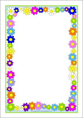 Flowers A4 page borders (SB10393) - SparkleBox Trin For Trin Tegning, Printable Border, Birthday Bulletin, Scrapbook Frames, Colorful Borders Design, Journal Bullet, Colorful Borders, Page Borders Design, Frame Border Design