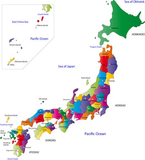 Japan Prefectures map Map Of Japan Printable, Map Of Japan, Japan Prefectures, Japan Map, Japanese Art Styles, About Japan, Capital Cities, Sea Of Japan, Japan Travel Tips