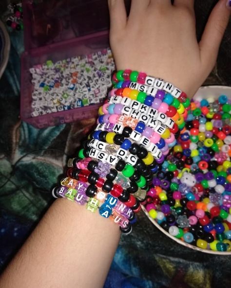 Kandi Kid Aesthetic, Scene Bracelets, Rainbow Anime, Bunny Hats, Rainbow Converse, Scene Kandi, 2000s Scene Kids, 2000s Scene, Pony Bead Bracelets