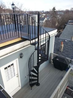 staircase from second floor balcony to roof Spiral Staircase Outdoor, Fishtown Philadelphia, Roof Decks, Widows Walk, Staircase Outdoor, External Staircase, Spiral Staircases, Rooftop Design, Rooftop Terrace Design