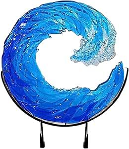 Wave Sculpture, Ocean Waves Art, Acrylic Sculpture, Coral Decor, Tiffany Art, Glass Sculptures, Ocean Decor, Wave Art, Glass Figurines