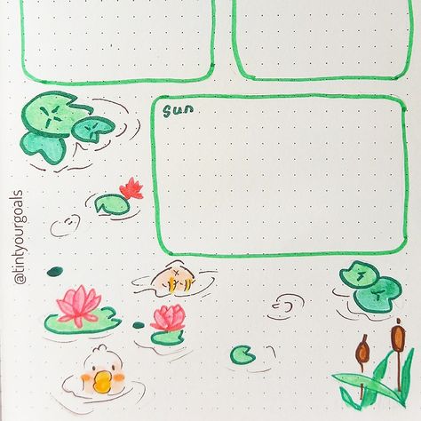 Lotus Doodle, Lily Pad Drawing, Goose Drawing, May Bullet Journal, Pretty Drawings, Bullet Journal Themes, Journal Themes, Lily Pads, More Fun