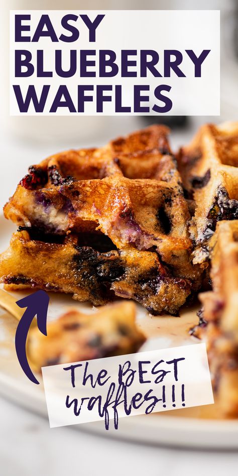 This recipe will make some of the best blueberry waffles you’ll ever eat with crispy golden outsides and soft and fluffy insides studded with fresh blueberries. Drizzle with melted butter and real maple syrup, and you’re in for a good time. Buttermilk Blueberry Waffles, Homemade Blueberry Waffle Recipe, Oatmeal Blueberry Waffles, Mini Blueberry Waffles, Blueberry Waffles Easy, Homemade Blueberry Waffles, Healthy Blueberry Waffles, Blueberries Waffles, Blueberry Waffle Recipe