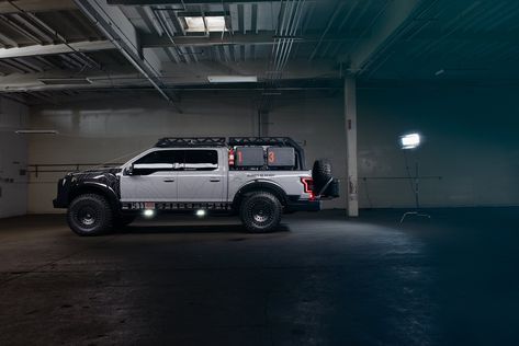 Royal Appearance of Gray Lifted Ford Raptor with on Black Rotiform Wheels Overland Raptor, Raptor Overland, F150 Overland, Overlander Truck, Car Slime, F150 Accessories, Adventure Vehicle, Rotiform Wheels, Ram Trx