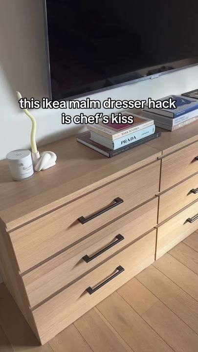 alyson nugent on TikTok Malm 6 Drawer Dresser Hack, Ikea Malm Oak, Ikea Bedroom Dressers, Ikea Malm White, Ikea Malm Dresser Hack, Malm Dresser Hack, Kids Closets, Ikea Dresser Hack, Dresser Hack