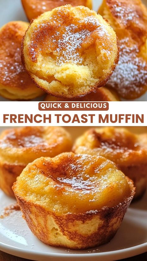 Make breakfast easy and fun with these Quick and Delicious French Toast Muffins! Perfect for busy mornings, these muffins combine the classic flavors of French toast with a simple baking method. They are soft, fluffy, and a great way to enjoy maple syrup and cinnamon. Ideal for meal prep, family brunch, or a tasty snack! Try this easy recipe today and treat your loved ones to something special. Easy French Toast Muffin Cups, Easy Breakfast Breads And Muffins, Fast Easy Breakfast On The Go, Recipes For Beginner Bakers, French Toast Muffins Easy, Pancake Cups Muffin Tins, Easy Creative Breakfast Ideas, Kids Make Ahead Breakfast, Easy Breakfast Ideas To Go