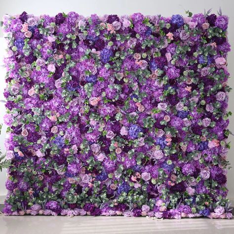 Green Flower Wall, Salon Party, Floral Party Decorations, Greenery Arrangements, Flower Wall Wedding, Flower Wall Backdrop, Hydrangea Purple, Cloth Flowers, Floral Party