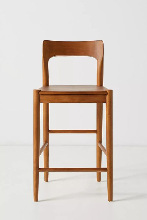 Heritage Counter Stool | Anthropologie Modern Counter Stools With Backs, Aesthetic Advice, Styling Services, Kursi Bar, Becki Owens, Wood Counter Stools, Stools For Kitchen Island, Modern Stools, Stools With Backs