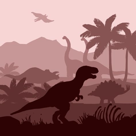 Dinosaurs Illustration, Dinosaurs, Canvas, Pink, Home Decor, Home Décor