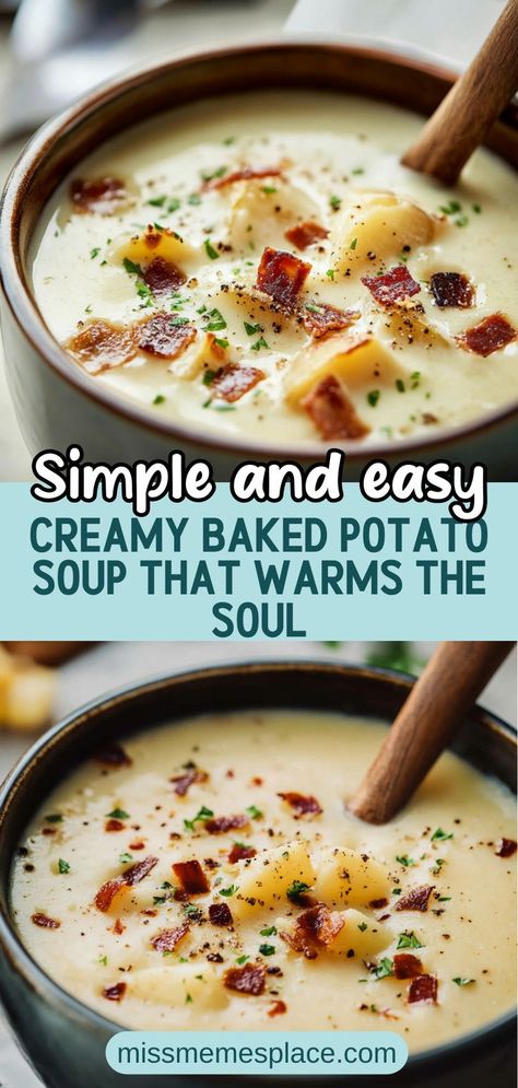 Simple Baked Potato Soup, Soup Baked Potato, Easy Cheap Potato Soup, Thick Loaded Baked Potato Soup, Loaded Baked Potato Soup Insta Pot, Quick Baked Potato Soup, White Cheddar Potato Soup, Black Angus Baked Potato Soup, Lazy Potato Soup