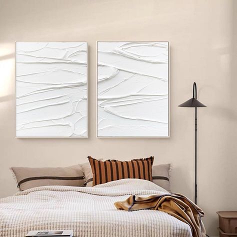 White Wall Decor, Colorful Abstract Painting, Plaster Art, Minimalist Wall Decor, White Minimalist, 3d Texture, Minimalist Painting, Original Wall Art, Linen Canvas