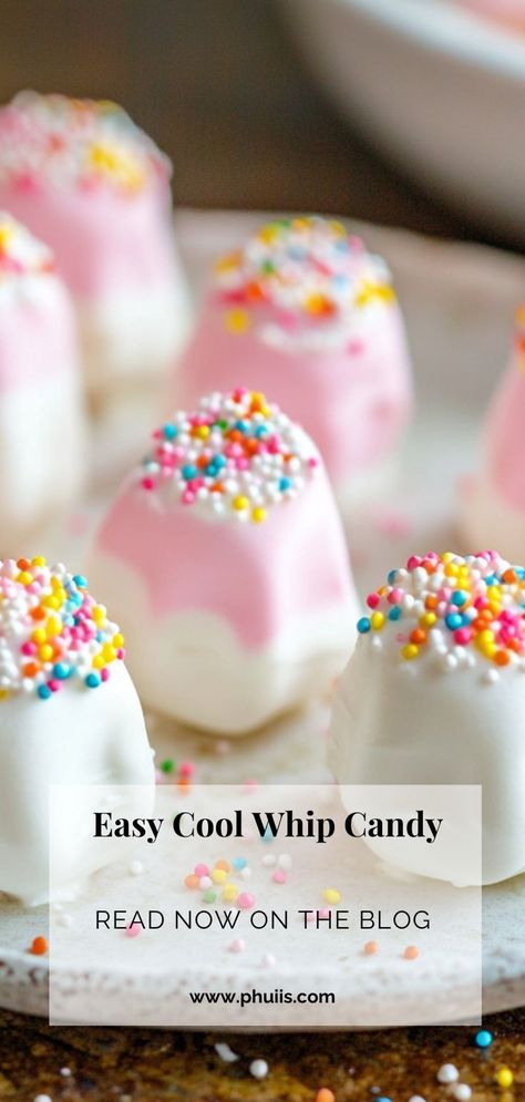 This delightful Easy Cool Whip Candy is a simple yet indulgent treat that combines the airy texture of Cool Whip with the rich flavors of instant pudding. Ideal for parties, holidays, or just a sweet snack, these candies are as fun to make as they are to eat. With endless flavor possibilities and a customizable appearance, this recipe will quickly become a favorite in your household. Easy Cool Whip Candy Recipe, Whip Cream Candy, Cool Whip Candy With Pudding, Cool Whip Ideas, Easy Cool Whip Candy With Pudding, Cool Whip Candy Recipe, Easy Cool Whip Candy, Cool Whip Recipes Easy, Recipes Using Cool Whip