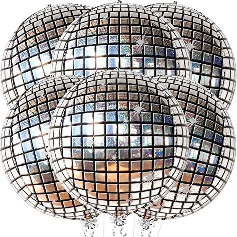 KatchOn, Big Silver Disco Ball Balloons - Pack of 6, Disco Party Decorations | 4D Metallic Disco Balloons for 70s Party Decorations | Disco Bachelorette Party Decorations | Silver Party Decorations 70s Theme Party Decorations, Disco Theme Parties Decorations, Disco Ball Balloons, Disco Balloons, Retro Party Decorations, Cowgirl Decorations, 70s Party Decorations, Ball Balloons, Dance Party Decorations