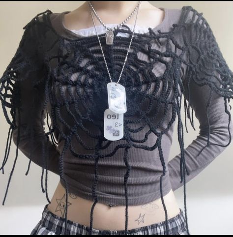 Spider Web Crochet, Web Crochet, Making Clothes, Swaggy Outfits, Alternative Outfits, Crochet Shawl, Looks Style, Art Stuff, Crochet Fashion