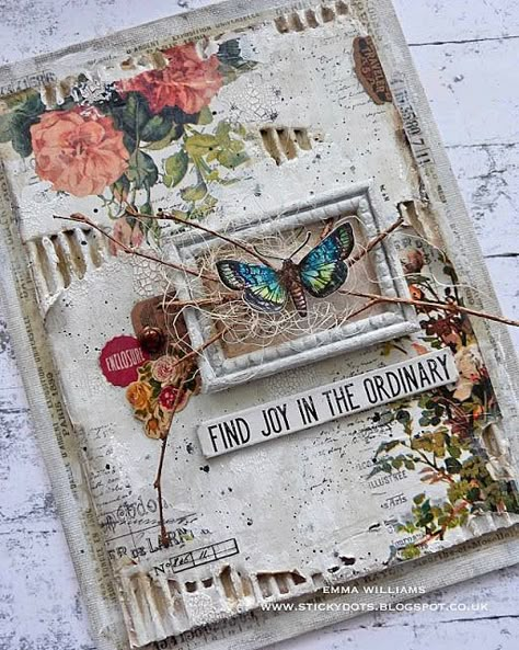 That's Life: Spread Your Wings and Fly... Butterfly Scrapbook, Spread Your Wings And Fly, Corrugated Card, Design Tape, Distress Crayons, Mixed Media Cards, Art And Craft Ideas, Wonderful Weekend, Vintage Junk Journal