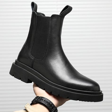 Men's Shoes – aidase-shop Men Black Boots, Black Boots Platform, Chelsea Boots For Men, Ankle Boots Winter, Black Boots Men, Botas Chelsea, Boots Platform, Winter Ankle Boots, Chelsea Boots Men