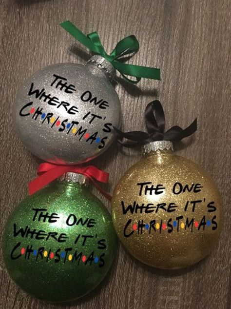 Gardening Christmas Ornaments - Visit now for you will never know what you will discover. Click to visit TODAY! Friends Ornaments Diy, Cricut Ornament Ideas, Friends Christmas Ornaments, Vinyl Christmas Ornaments, Color Ornaments, Christmas Glitter Ornaments, Cute Christmas Ornaments, Vinyl Ornaments, Homemade Christmas Ornaments Diy