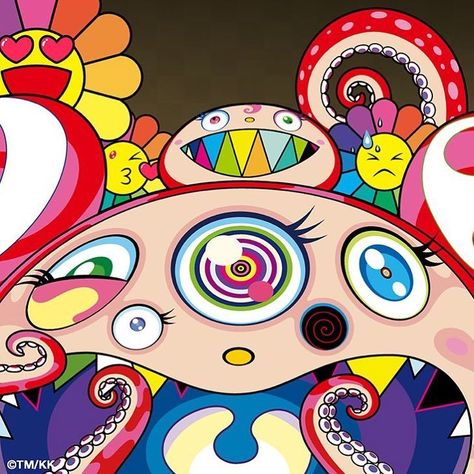 #complexcon Murakami Tattoo, Takashi Murakami Prints, Superflat Pop, Murakami Art, Takashi Murakami Art, Ghost Box, Murakami Flower, Japanese Pop Art, Superflat