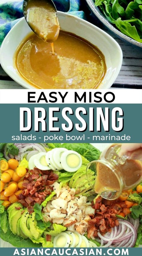 Miso Dressing Recipe, Miso Salad Dressing, Japanese Salad Dressing, Healthy Dressing Recipes, Japanese Salad, Miso Recipe, Salad Dressing Recipes Healthy, Salad Dressing Recipes Homemade, Miso Dressing