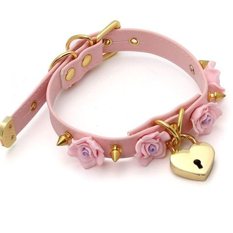 Handmade Cosplay Studded Flowers Leather Heart Lock Choker Collar Cute... ($28) ❤ liked on Polyvore featuring jewelry, necklaces, heart lock necklace, heart necklaces, choker collar necklace, leather choker and leather choker necklaces Leather Heart Choker, Spiked Choker, Pink Choker Necklace, Leather Collar Necklace, Collar Rosa, White Choker, Pink Choker, Flower Choker Necklace, Heart Choker Necklace