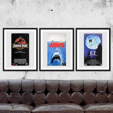 Hollywood Living Room, Vhs Art, Movie Poster Wall Decor, Movie Posters Decor, Apartment 2023, Modern Man Cave, Movie Poster Room, Posters Decor, Theater Decor