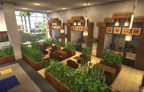 Minecraft Restaurant, Minecraft Stores, Interior Design Minecraft, Interior Minecraft, Minecraft Interior, Minecraft Structures, Minecraft Interior Design, Bangunan Minecraft, Minecraft House Plans