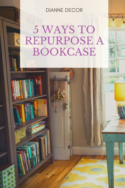 Bookshelves are a great way to decorate your home. You can fill them with pretty much anything. But, did you know there are a ton a creative ways to repurpose a bookshelf beyond a place to display books and decor? Here are five diy project ideas to repurpose your old bookshelf.  #upcyclebookcase #upcyclebookshelf #diydecor #diydecorideas #decoratingideas #homedecorating #repurposebookcase #repurposebookshelf Other Uses For Bookshelves, Old Bookshelf Repurpose, Bookshelf Repurpose Ideas, Bookcase Repurpose Ideas, Repurpose Bookshelf Ideas, Bookshelf Repurpose, Bookshelf Refurbish Ideas, Repurpose Bookcase, Bookshelf Upcycle