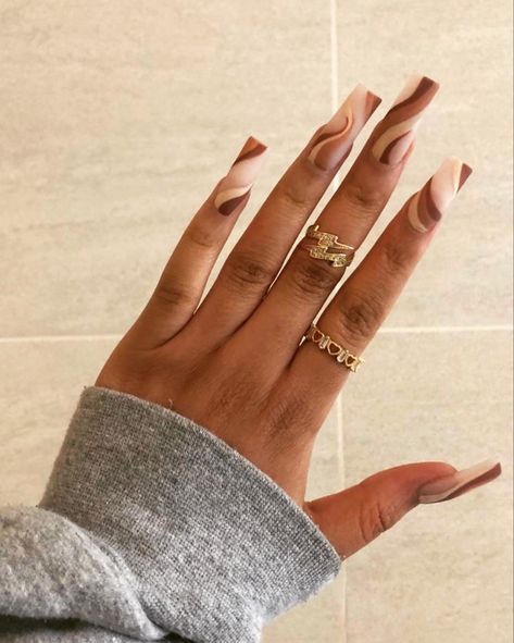 Nail Options, Classy Almond Nails, Brown Acrylic Nails, Beige Nails, Nail Design Inspiration, Cute Acrylic Nail Designs, French Acrylic Nails, Almond Acrylic Nails, Baguette Ring