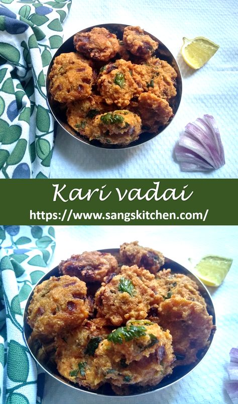 Kari vadai is a crispy chicken kheema vada made by deep-frying the blend of minced chicken, local spices and lots of fresh green leaves.  Ingredients: 250g chicken keema(minced chicken)  To grind: 2 tbsp fried gram(pottukadalai) 2 green chillies 2 inch ginger Other ingredients: 3 tsp rice flour 1 onion 2 sprig curry leaves ¼ cup coriander leaves 1 tsp cumin seeds ¾ tsp salt(adjust as needed) ½ tsp chilli powder ½ tsp fennel seeds or fennel powder Oil to deep fry Chicken Keema, Minced Chicken, Deep Fry, Cumin Seeds, Deep Frying, Indian Kitchen, Fusion Food, Coriander Leaves, Fennel Seeds