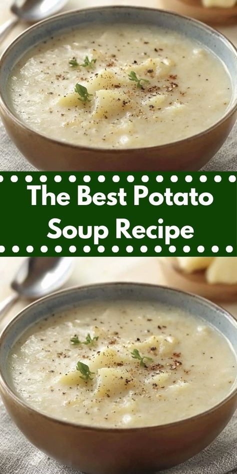 Looking for a comforting meal? This Best Potato Soup Recipe is packed with rich flavors and creamy goodness. It's a simple soup recipe that warms the heart, making it perfect for family dinners. Potato Bacon Soup Recipe, Best Potato Soup Recipe, The Best Potato Soup, Old Fashioned Potato Soup, Creamy Potato Soup Recipe, Bacon Soup Recipes, Best Potato Soup, Potato Bacon Soup, Potato Bacon