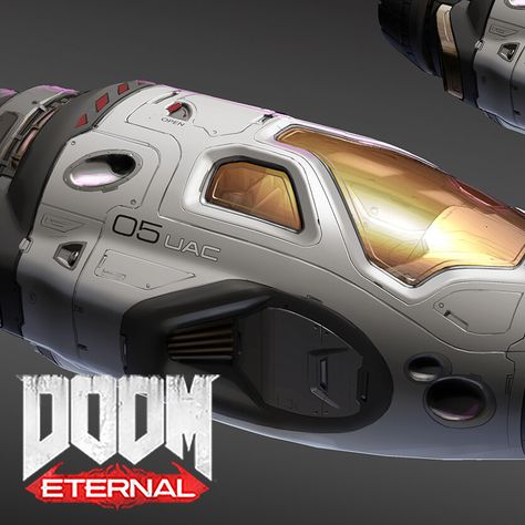 ArtStation - DOOM Eternal | UAC Mars Core Escape Pod, Ethan Evans 3d Forms, Escape Velocity, Escape Pod, Doom Eternal, Hard Surface Modeling, Sci Fi Environment, Spaceship Design, Flight Simulator, Media Company