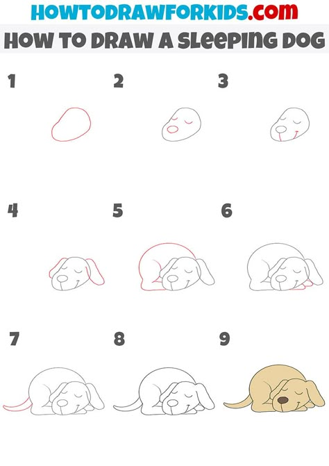 Dog Doodles Simple Step By Step, How To Draw Puppies, Dog Drawing Simple Step By Step, How To Draw A Dog Easy Step By Step, How To Draw A Puppy, How To Draw A Dog Step By Step, Dog Sleeping Drawing, Draw Dog Step By Step, How To Draw A Dog Easy