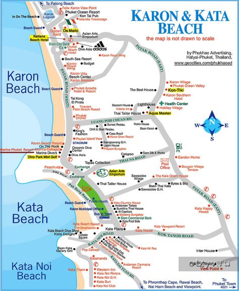 Map of Karon and Kata beaches Phuket map Kata Beach Phuket, Surfboard Repair, Thailand Map, Karon Beach, Thailand Itinerary, Phuket Hotels, Ocean Resort, Patong Beach, Sea Resort