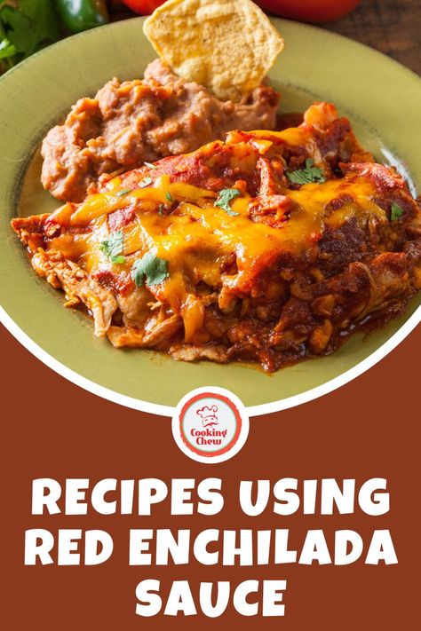 This epic list features delectable recipes using red enchilada sauce, from classic enchiladas and casseroles to skillet dishes and pasta. Recipes Using Red Enchilada Sauce, Recipes Using Enchilada Sauce, Recipes With Red Enchilada Sauce, Enchilada Sauce Uses, Recipe With Enchilada Sauce, Smothered Beef Burritos, Beef Enchilada Dip, How To Make Enchiladas, Enchilada Rice