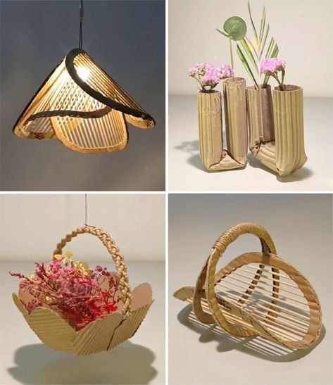 Recycle Craft Ideas, Wealth Out Of Waste, Crafts Easy Diy, Cardboard Lamp, Recycle Craft, Paper Recycling, Recycle Crafts Diy, Cardboard Design, Simple Crafts