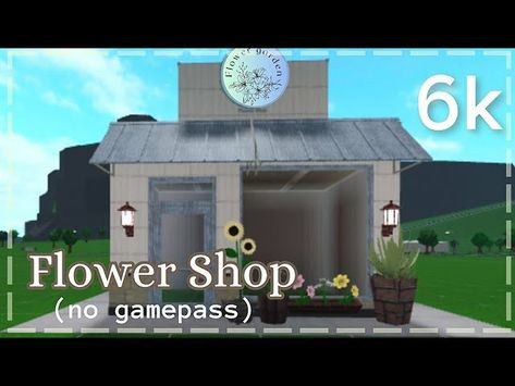 Flower Shop Bloxburg Interior, Bloxburg Flower Shop Ideas Interior, Store Bloxburg Ideas, Bloxburg Flower Shop Ideas, Bloxburg Town Shop Ideas, Bloxburg Town Building Ideas, Flower Shop Bloxburg, Bloxburg Flower Shop, Flower Shop Exterior